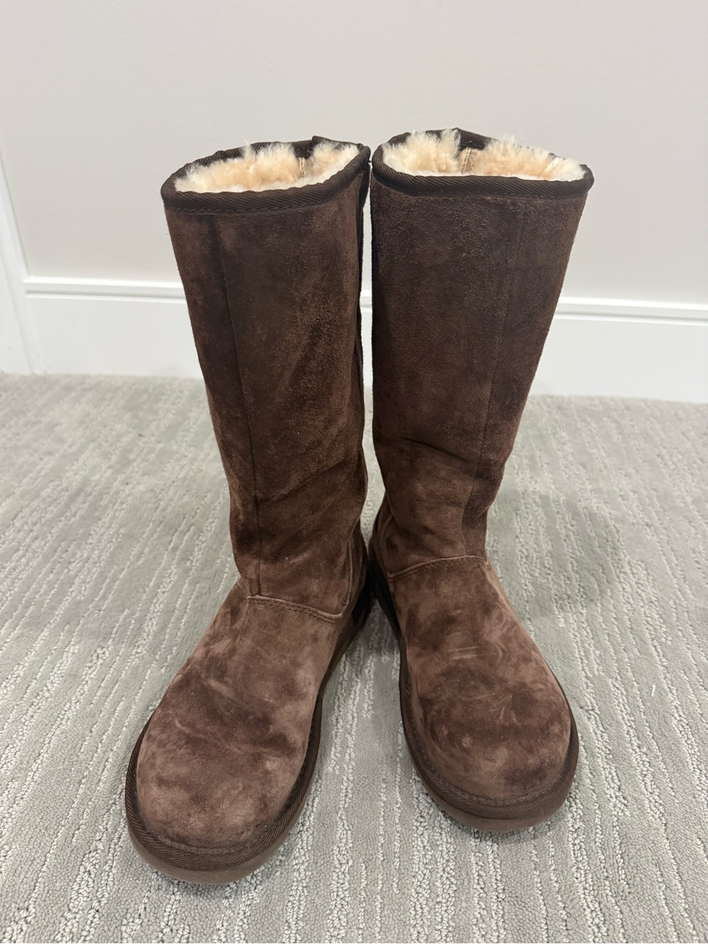 UGG Australia Brown Suede Shearling Zip Boots Women’s 6 Estimated Vintage